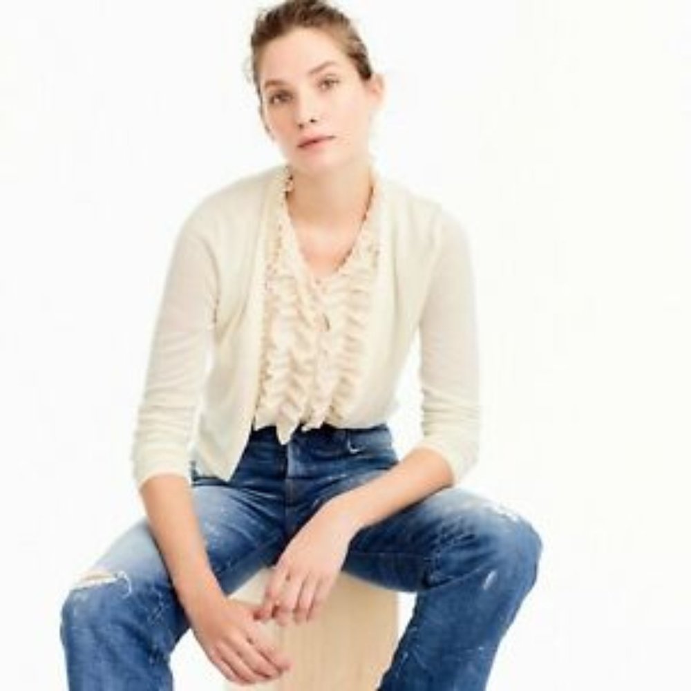 J.Crew Cardigan sweater with ruffly underlay NWT